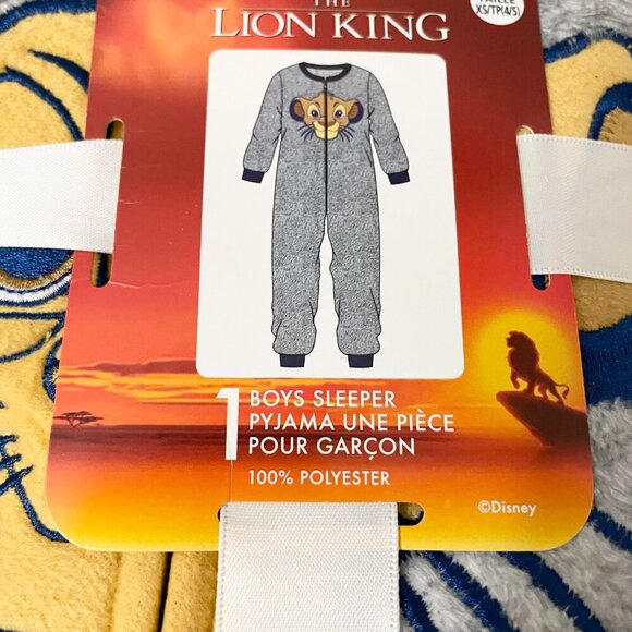 Disney The Lion King Simba Kids Boys Sleeper Zippered Fleece XS 4/5 - Picture 4 of 16
